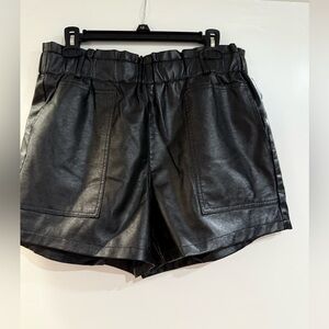Black Leather Women Shorts